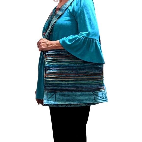 Laptop Messenger Bag Boho Cotton Distressed Retro Hippie - Picture 2 of 11